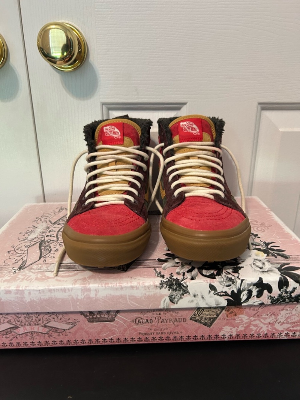 Vans High-Top Sneakers - Red, Brown, Yellow